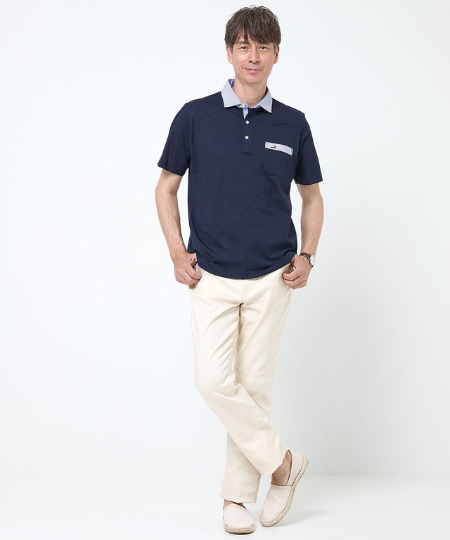 スノーコットン 布帛襟 ポロシャツ【接触冷感】