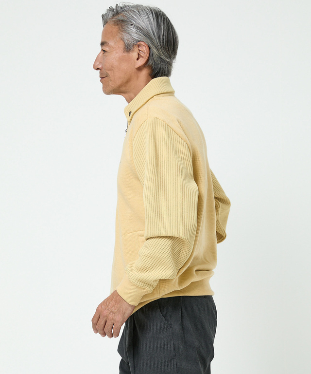 鹿の子 リブ 切り替え トレーナー【日本製生地】