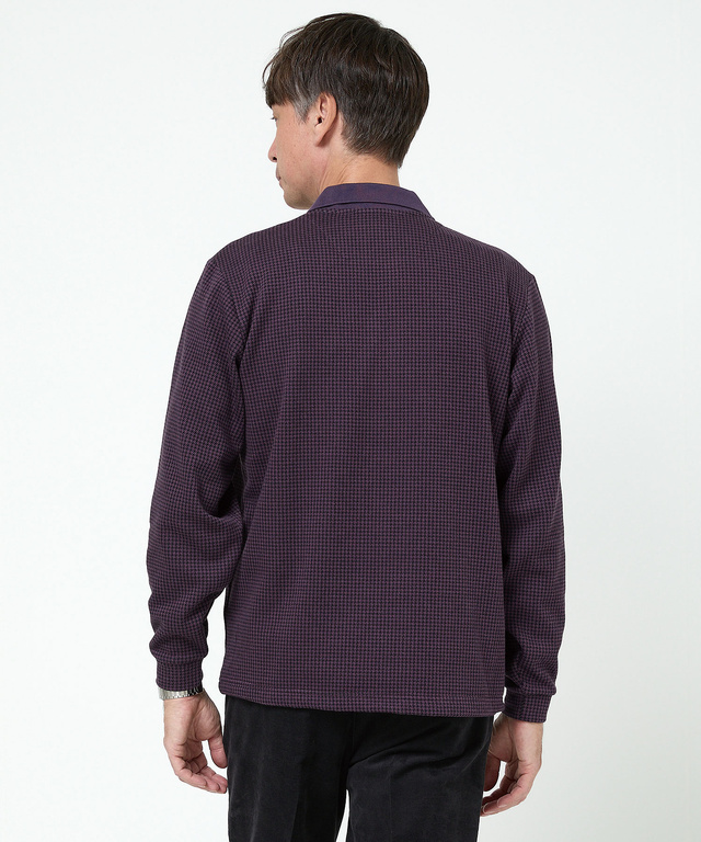 千鳥柄 ハーフジップ ポロシャツ