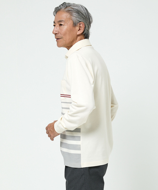 ボーダー柄 切り替え ポロシャツ