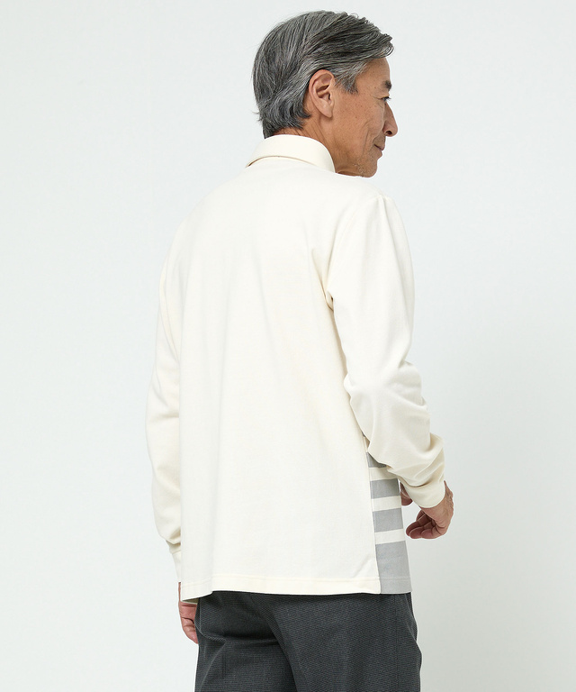 ボーダー柄 切り替え ポロシャツ