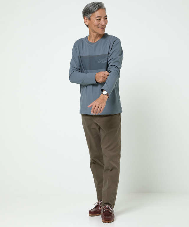 胸ライン デザイン 長袖Tシャツ