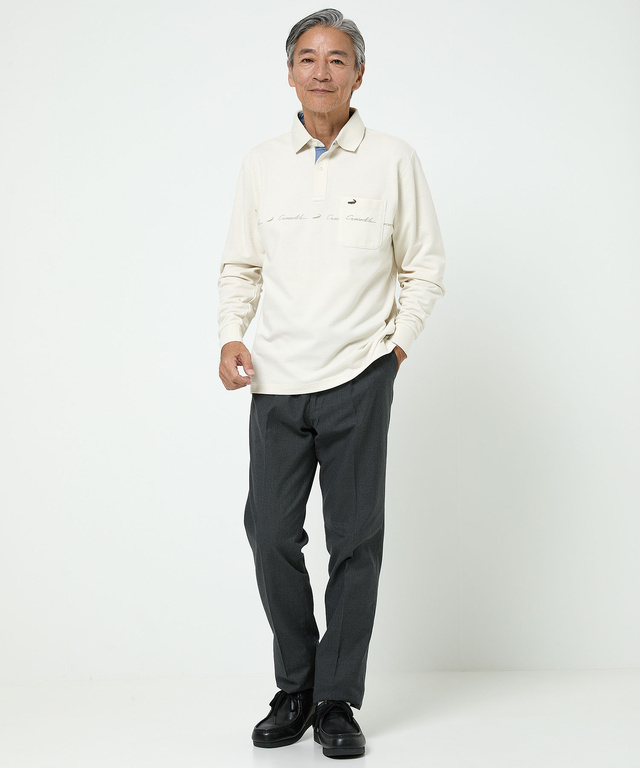 ロゴプリント 長袖ポロシャツ