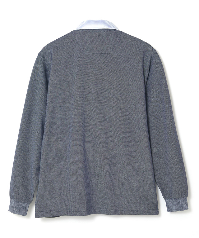 襟配色デザイン ジップ ポロシャツ