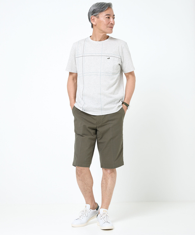 スノーコットン パネルチェック Tシャツ【接触冷感】