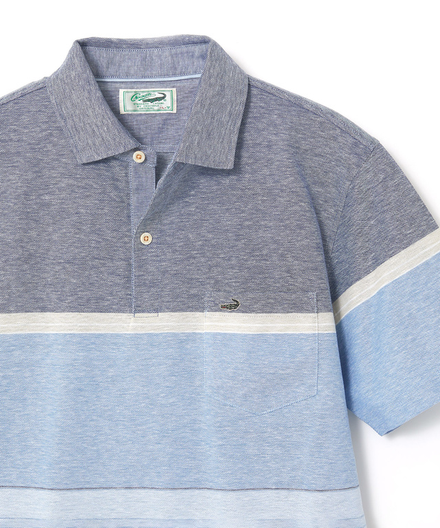 スノーリネン パネルボーダー ポロシャツ 【接触冷感】