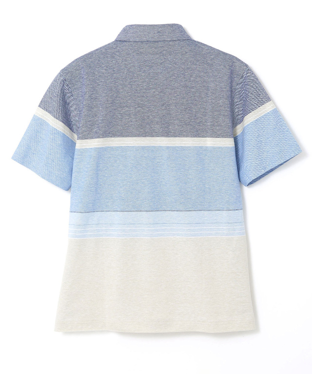 スノーリネン パネルボーダー ポロシャツ 【接触冷感】