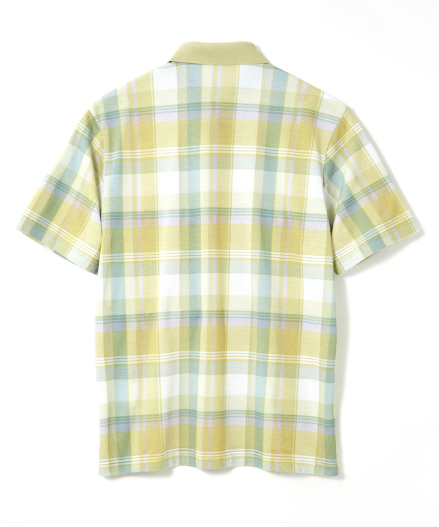 鹿の子 チェックプリント ポロシャツ【吸汗速乾】