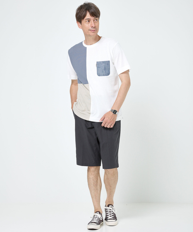 鹿の子 ブロック配色 Tシャツ【吸汗速乾】