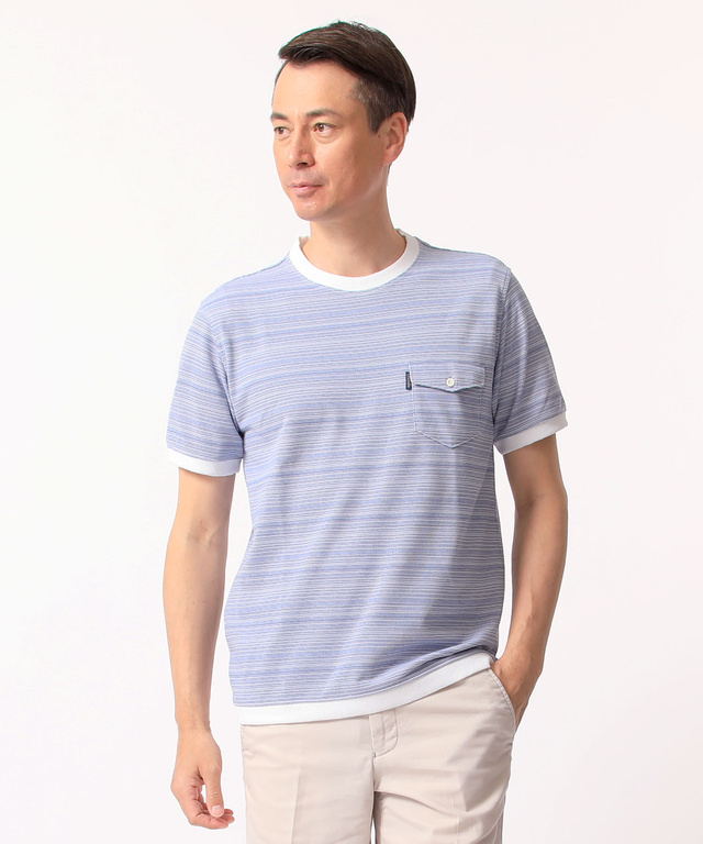 鹿の子ボーダーリブTシャツ