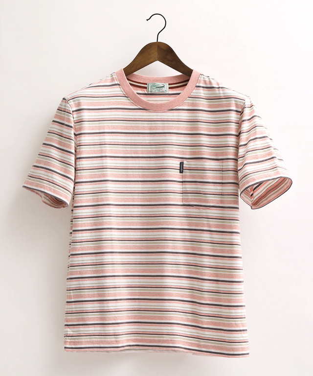 クロコダイルメンズリラックス ボーダー天竺Tシャツ