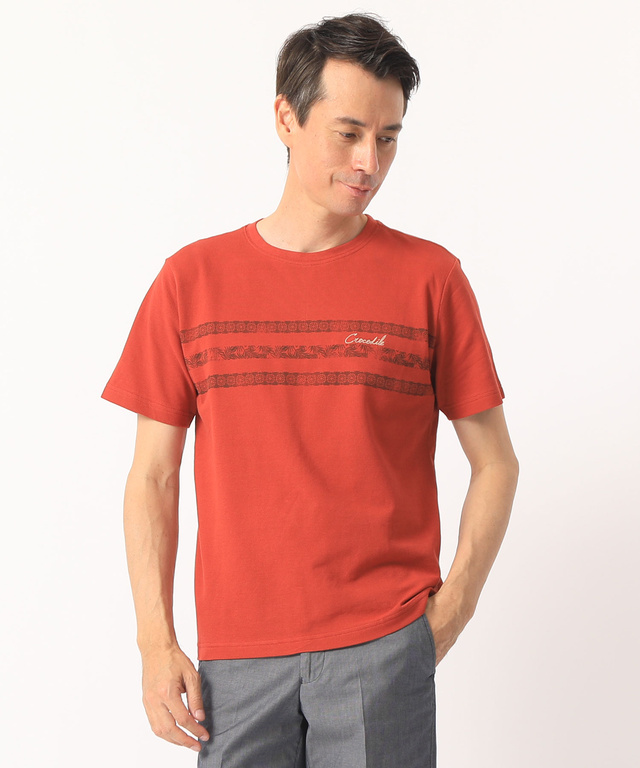 パネルボーダー柄プリントTシャツ【トランスドライ】