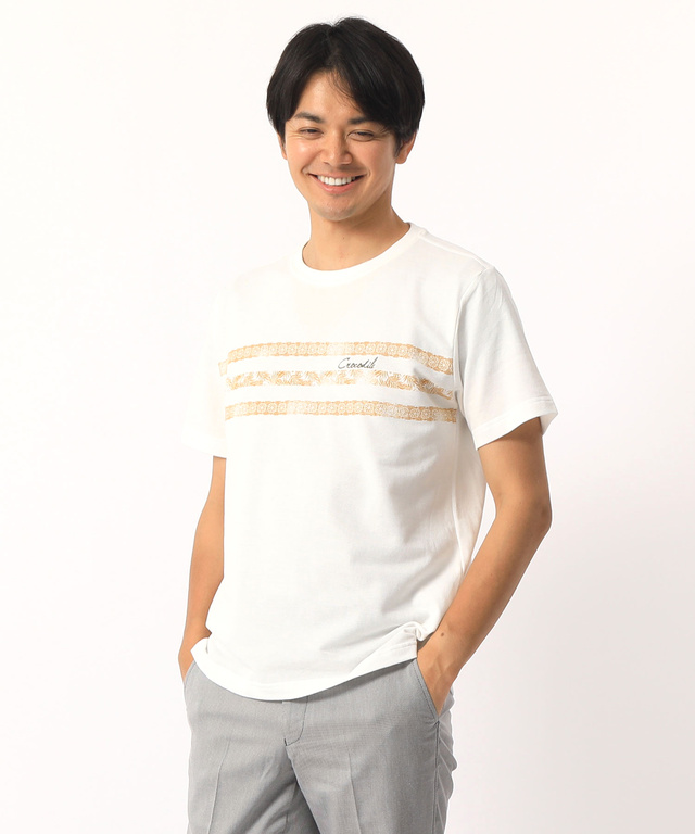パネルボーダー柄プリントTシャツ【トランスドライ】