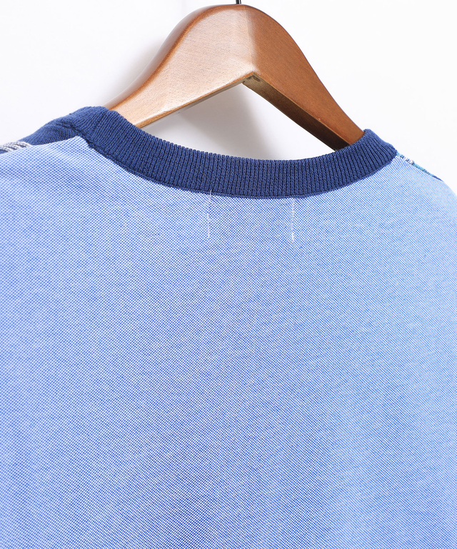 ドッキング ストライプ ニットTシャツ【手洗いOK】【吸汗速乾】