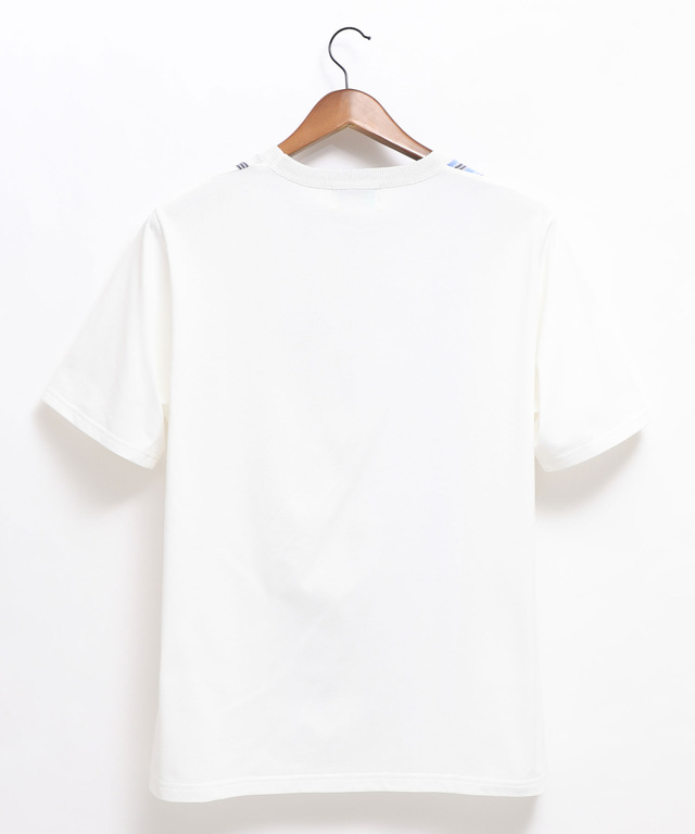 ドッキング ストライプ ニットTシャツ【手洗いOK】【吸汗速乾】