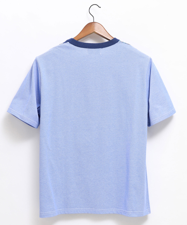ドッキング ストライプ ニットTシャツ【手洗いOK】【吸汗速乾】