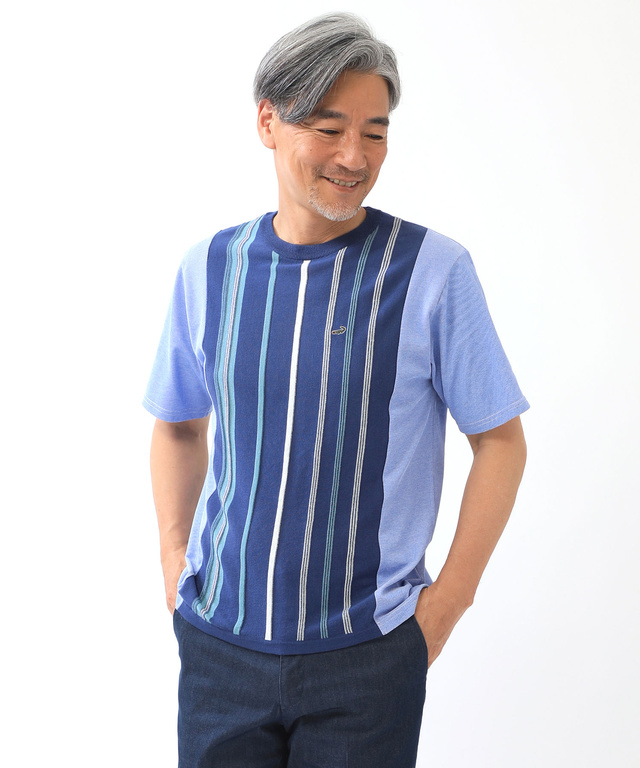 メンズ ドッキング ストライプ ニットtシャツ 手洗いok 吸汗速乾 通販 1003 クロコダイル Crocodile 公式通販サイト メンズ ドッキング ストライプ ニットtシャツ 手洗いok 吸汗速乾 通販 1003 クロコダイル Crocodile 公式通販サイト