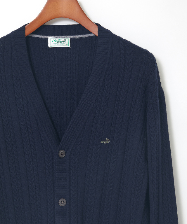 ケーブルニット  Vネック カーディガン【手洗いOK】