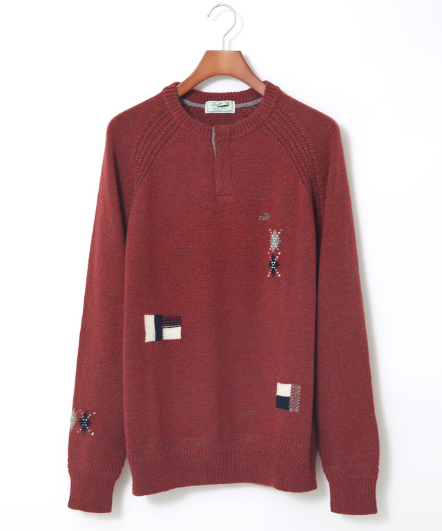 ハーフジップ アーガイル柄デザイン  セーター