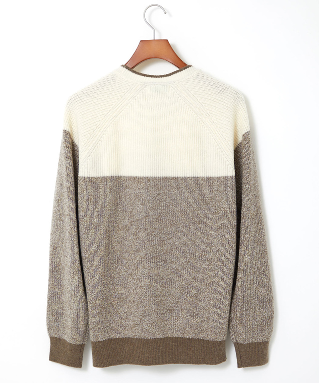 ブロック配色 クルーネック ニット