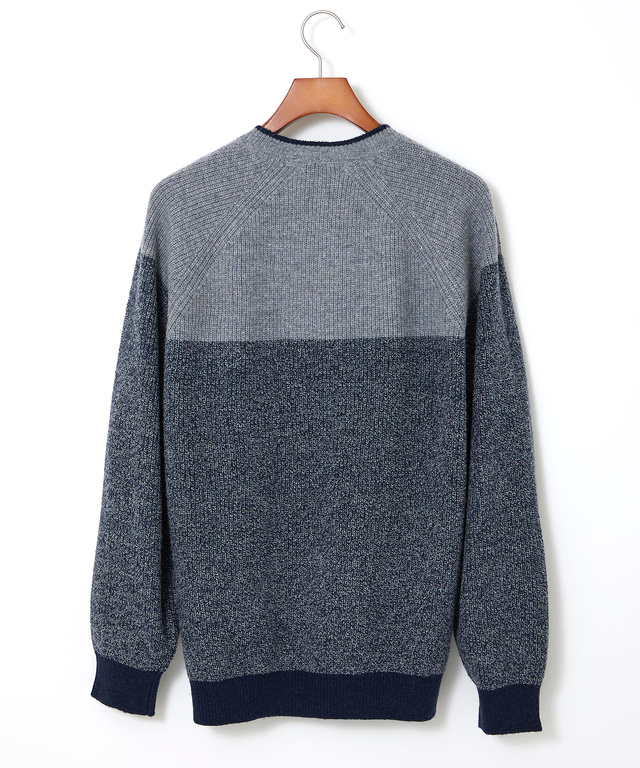ブロック配色 クルーネック ニット