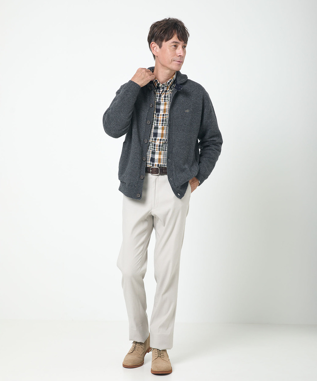 ウールブレンド 裏付き カーディガン