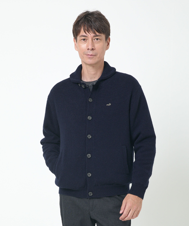 ウールブレンド 裏付き カーディガン