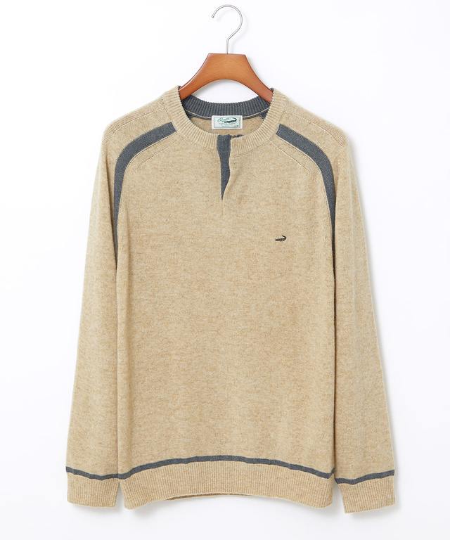 ウールブレンド ヘンリーネック ニット【手洗いOK】