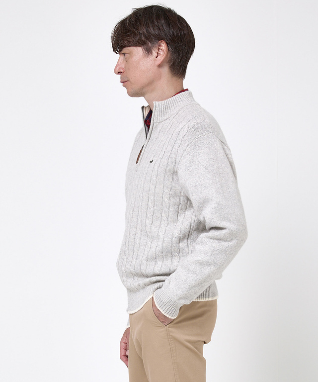 ウールブレンド ハーフジップ ニット