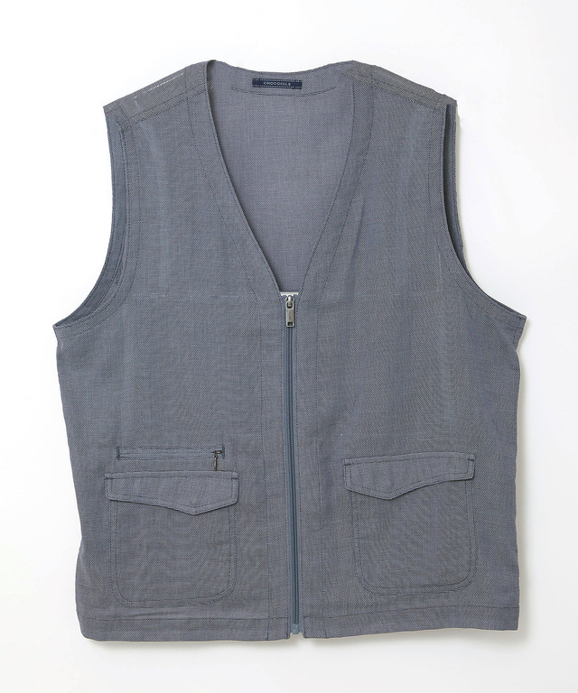 パナマ織り ジップ ベスト