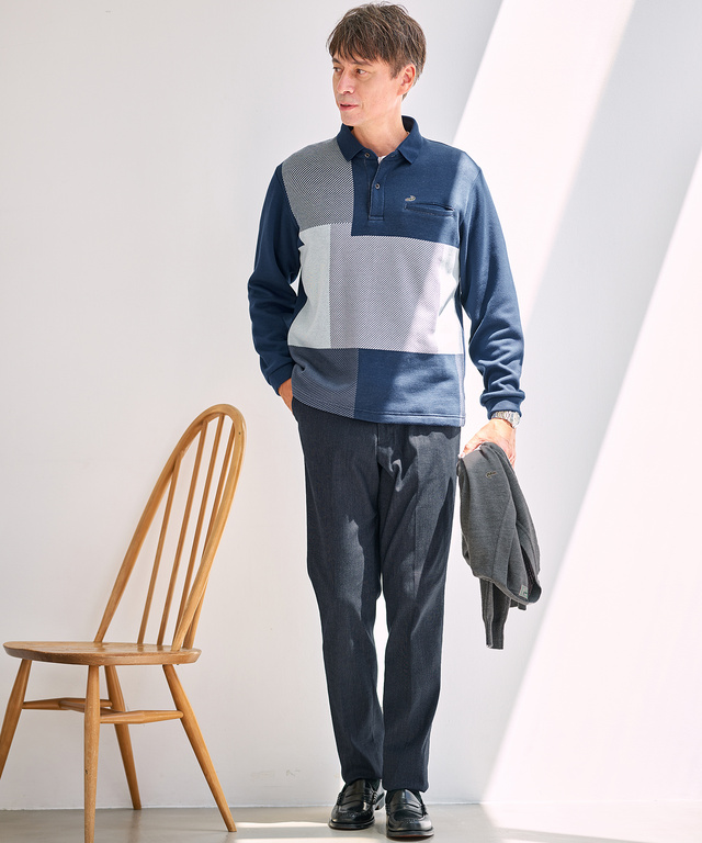 ピケ ノータック テーパードパンツ
