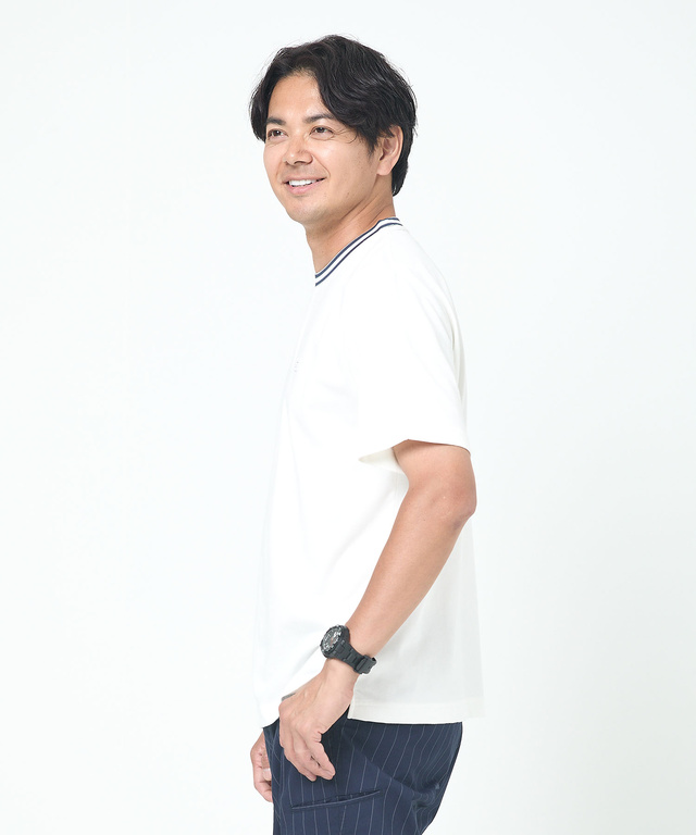 天竺 襟ライン Tシャツ
