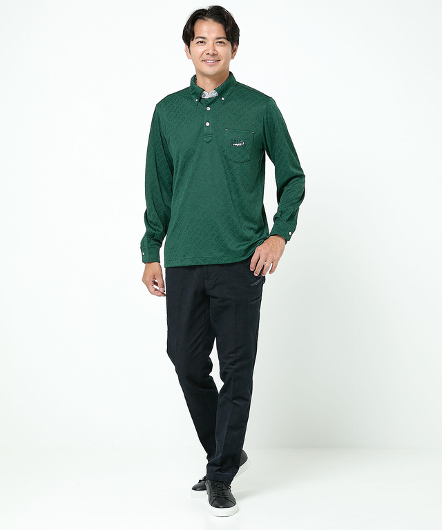 ジャカード ロゴデザイン ポロシャツ