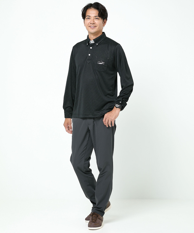 ジャカード ロゴデザイン ポロシャツ