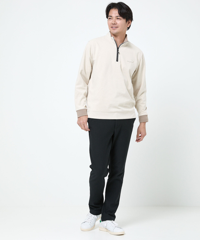 ツイル素材 ハーフジップ トレーナー