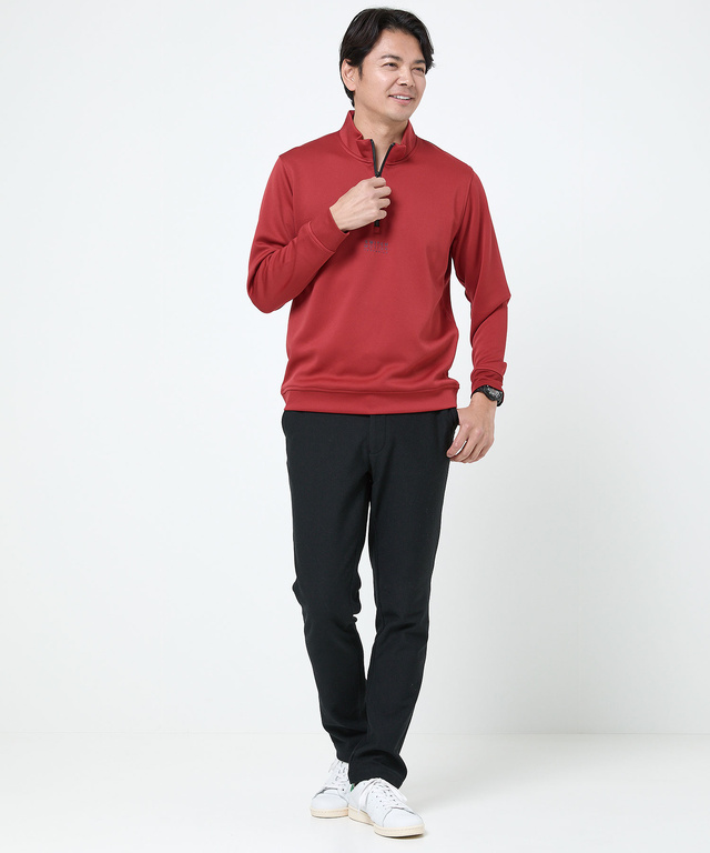 ロゴ刺繍 ハーフジップ  プルオーバー