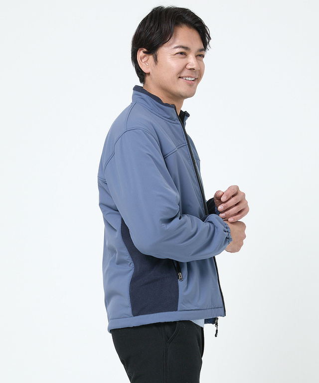 フリース切り替え スタンドカラー ブルゾン