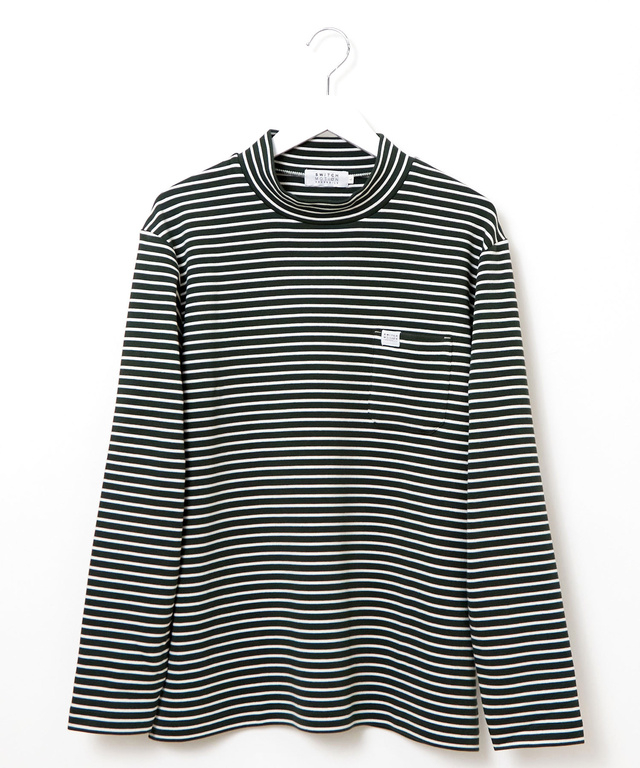 ボーダー柄 ハイネック カットソー