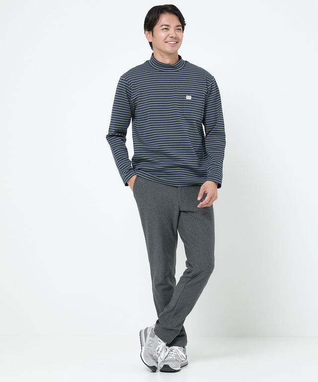 ボーダー柄 ハイネック カットソー