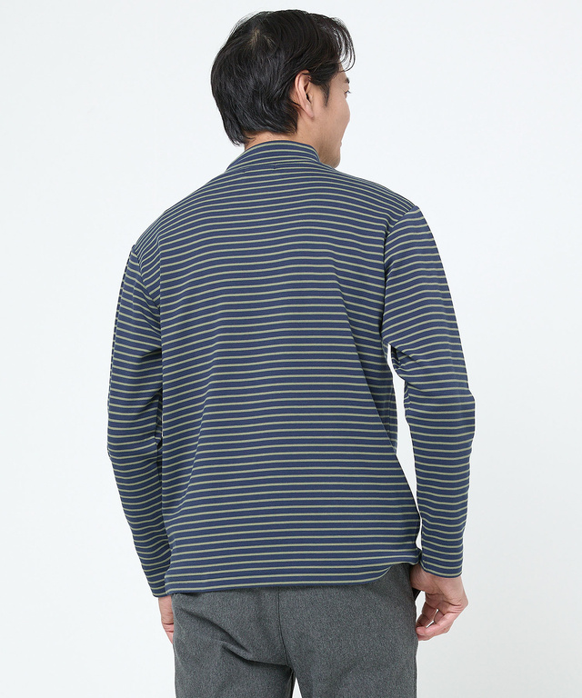 ボーダー柄 ハイネック カットソー