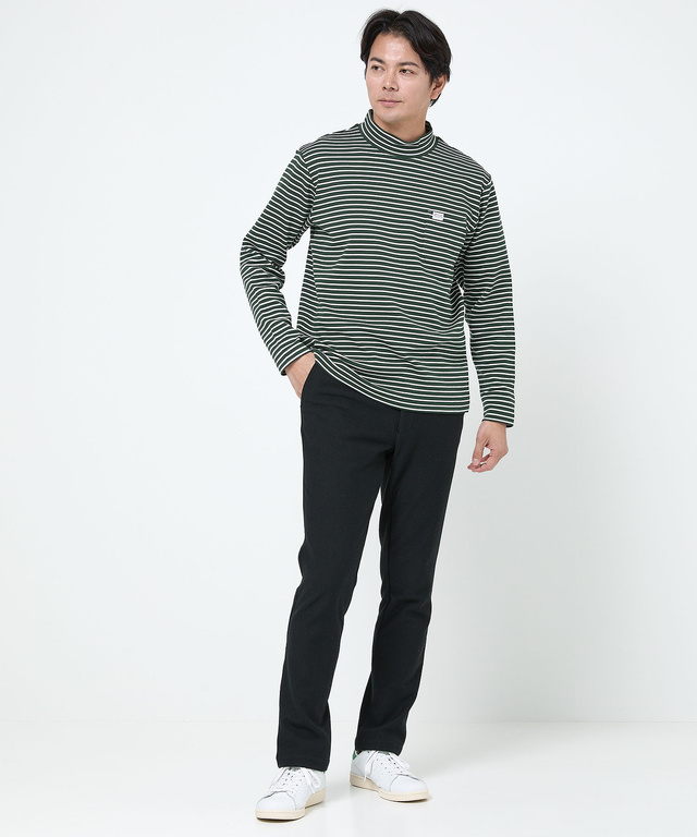 ボーダー柄 ハイネック カットソー