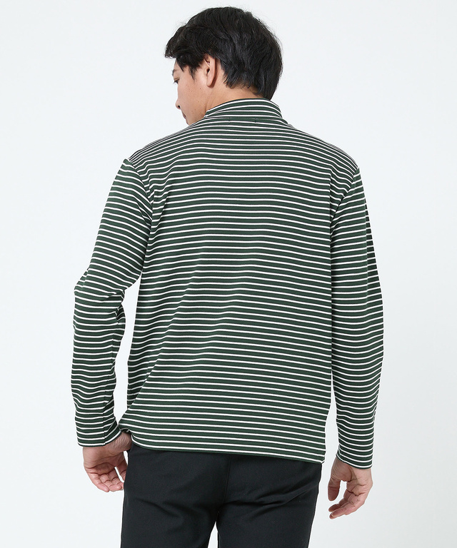 ボーダー柄 ハイネック カットソー