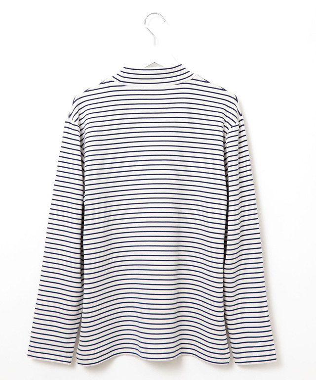 ボーダー柄 ハイネック カットソー