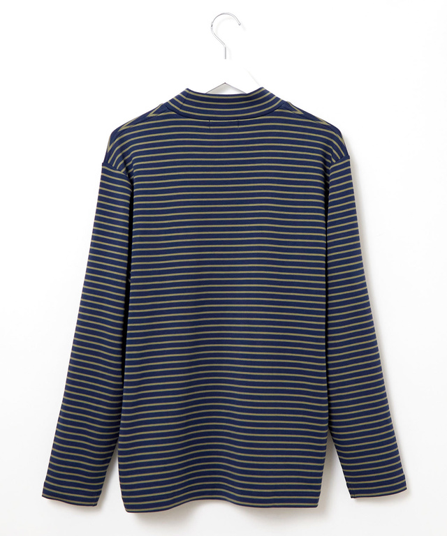 ボーダー柄 ハイネック カットソー