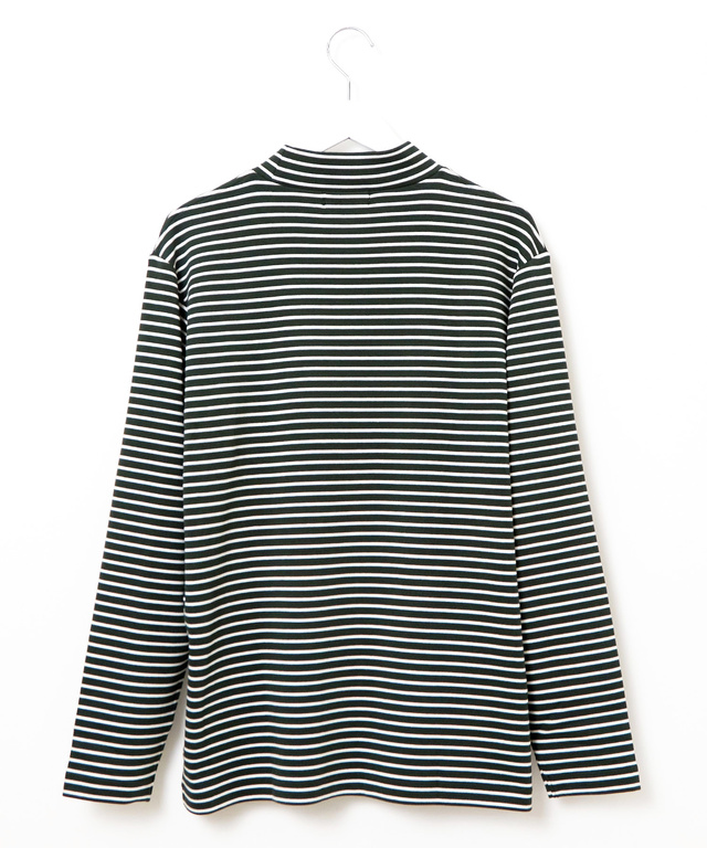 ボーダー柄 ハイネック カットソー