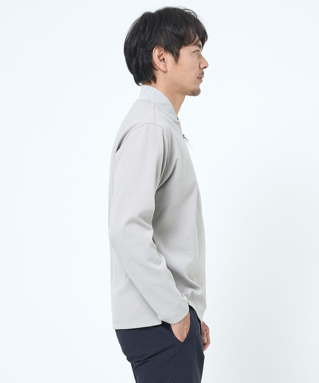スタンドカラー ハーフジップ プルオーバー