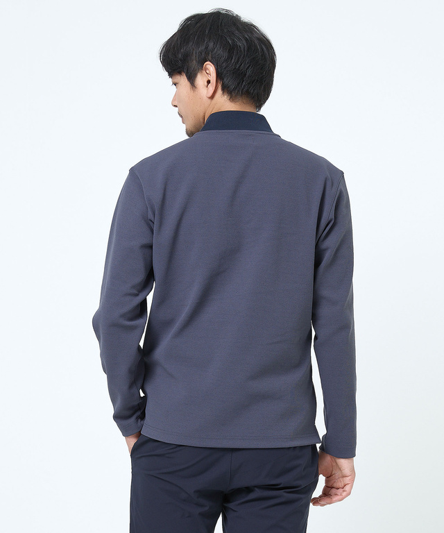 スタンドカラー ハーフジップ プルオーバー