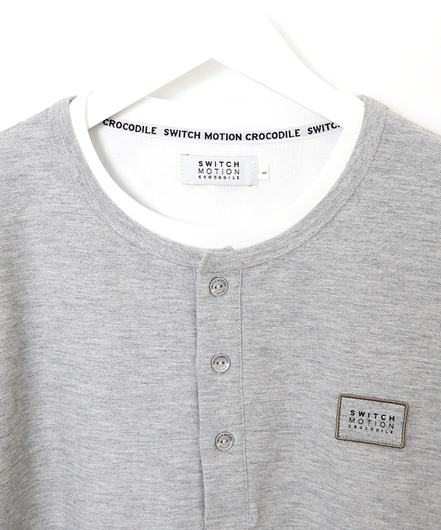 レイヤード風 ヘンリーネック カットソー