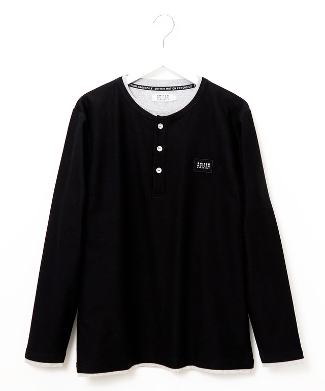 レイヤード風 ヘンリーネック カットソー