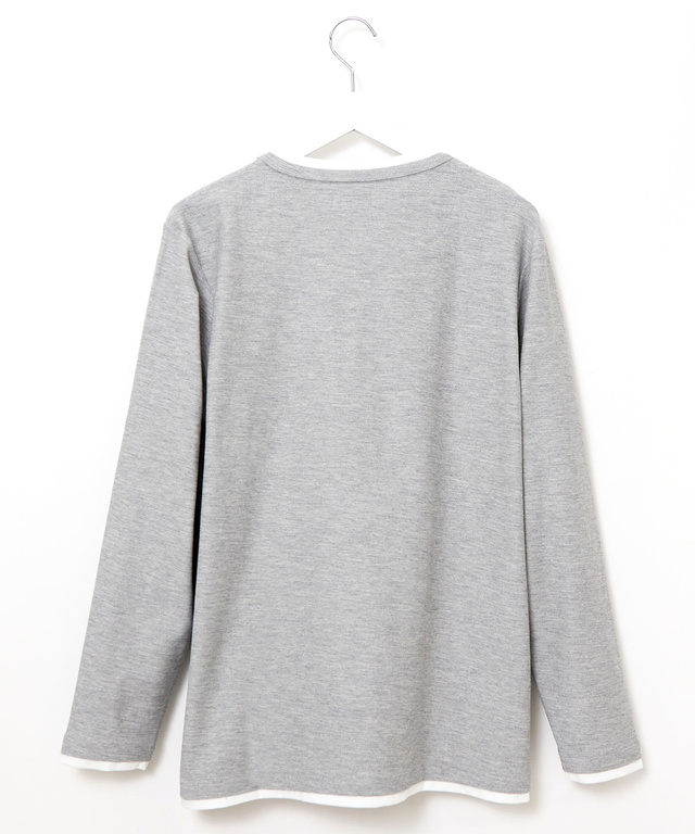 レイヤード風 ヘンリーネック カットソー